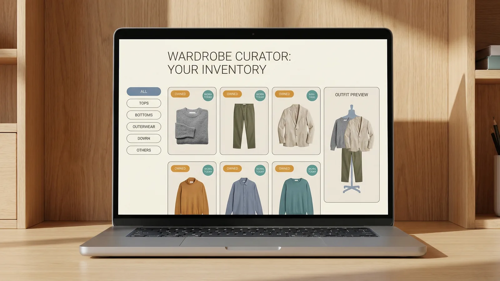 Inventory cards and outfit state snapshots used in repeatable agent commerce testing
